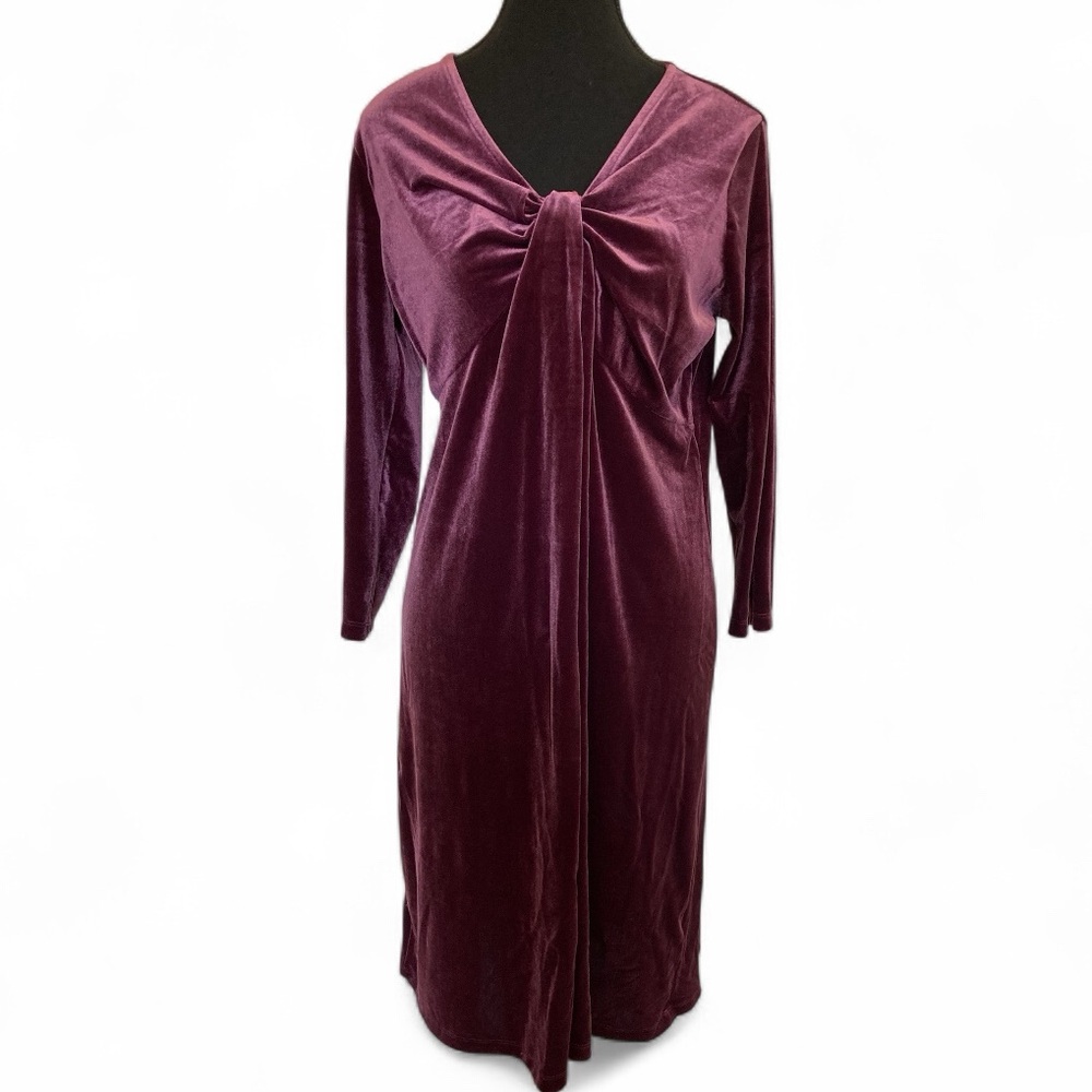 Lands' End Women's Midi Dress in Rich Burgundy